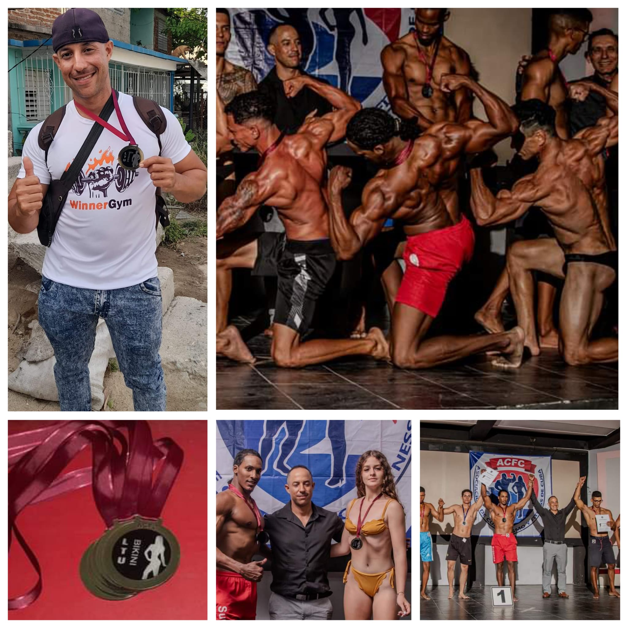 Collage de competencias y logros de Winner Gym